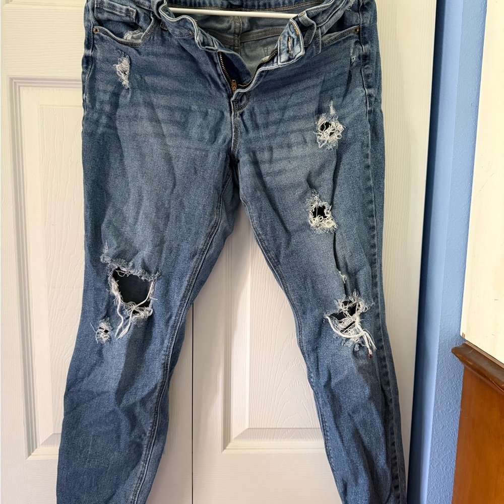Distressed Blue Jeans
